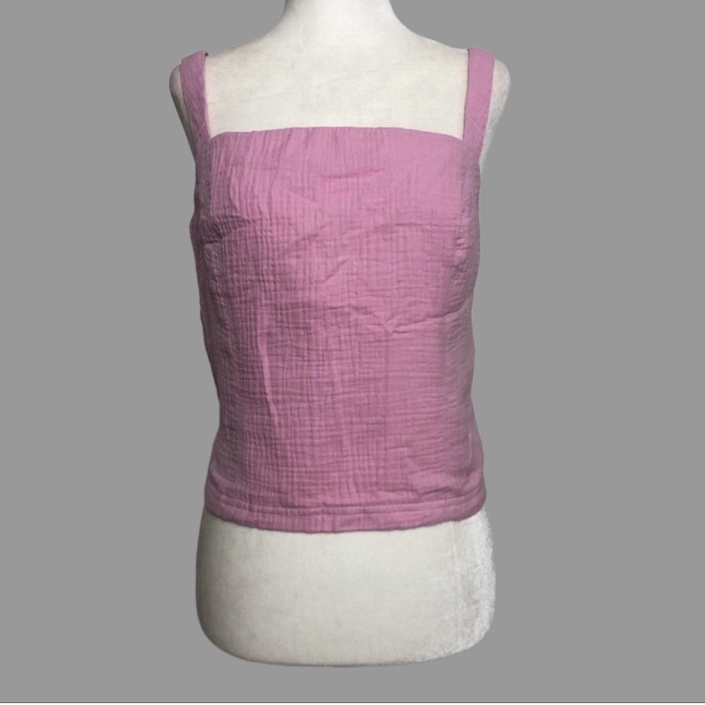❤️ L ❤️ NWT Anthro Top Tank Cropped Smocked Tie Back Bow Knotted